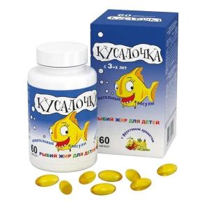Рыбий жир капс. жев. 500 мг №60 Кусалочка для детей, Реалкапс АО